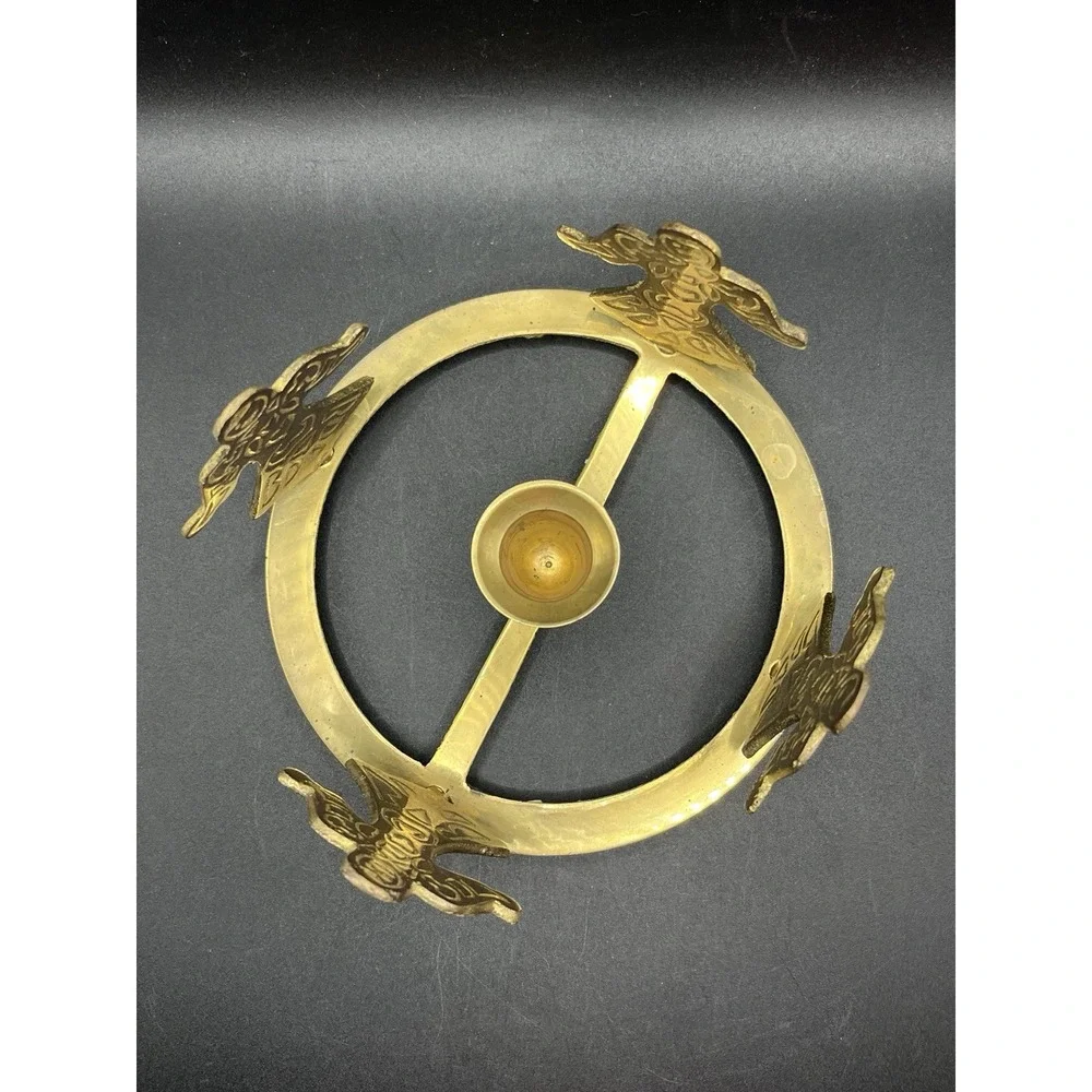 Solid Brass Four-Angel Taper Candle Ring - 6
